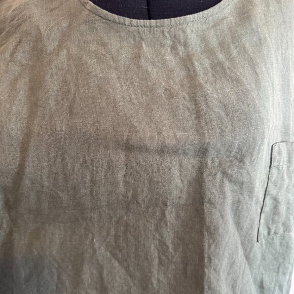 Len. ok 100% linen top Khaki olive green oversized - Picture 3 of 8